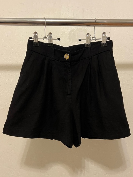 Rachel Zoe Pants - High-Waist Black Linen Shorts